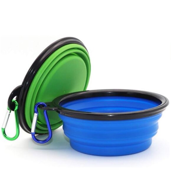 New 2 Collapsible Dog Bowls and 2 Silicone Non Slip Pet Dog Bowl Mats Grey - Picture 8 of 10